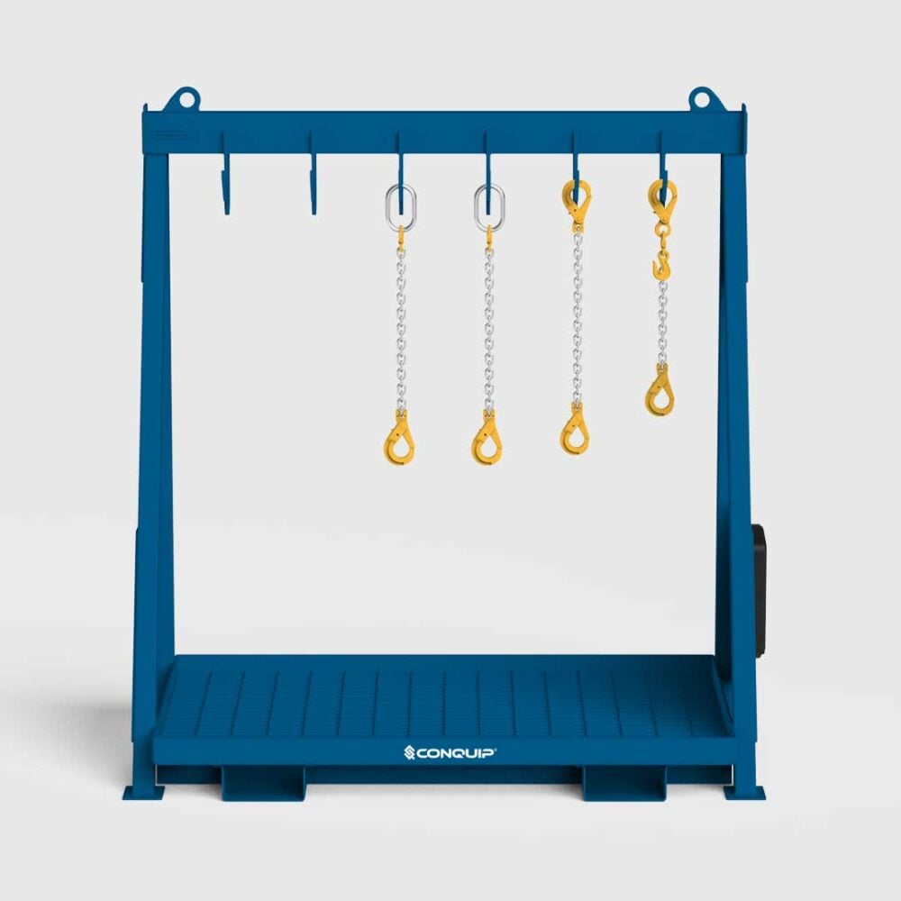 conquip compact chain storage rack 2 single row front
