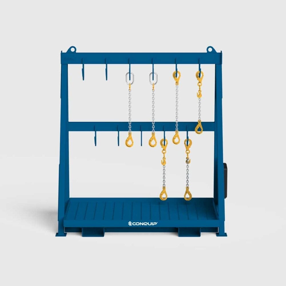 conquip compact chain storage rack 8 double row front